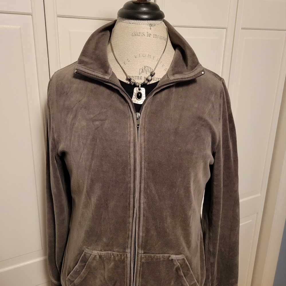 90s/00s Grey Velour Sweatshirt By Talbots - Picture 1 of 5